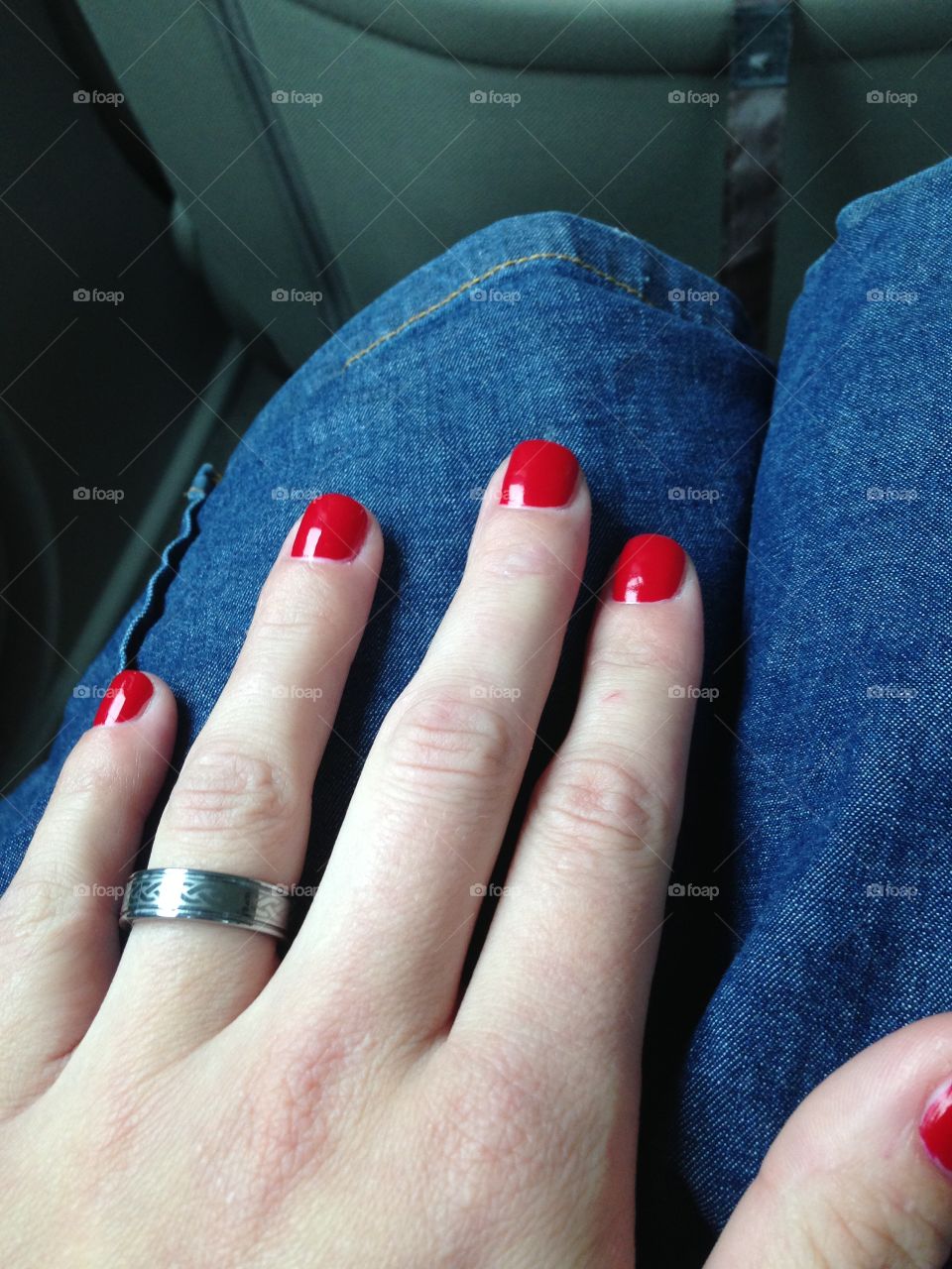 Red nails ring