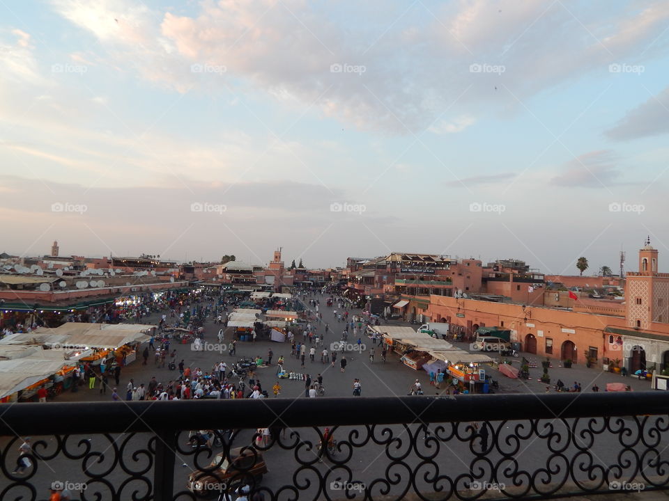 The view from a restaurant in Marrakech 
