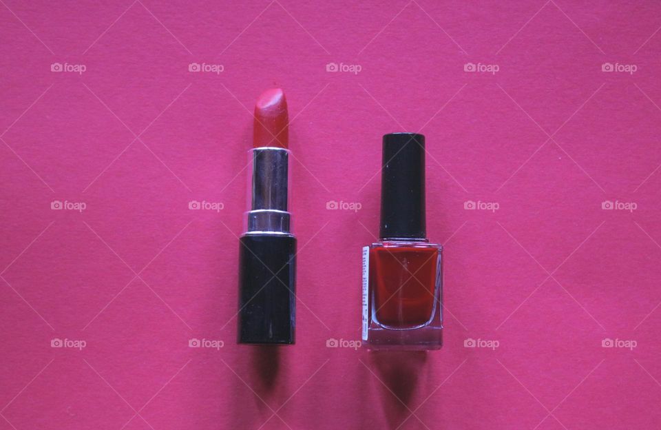 Lipstick and nail polish