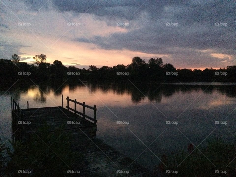 Incredible Reflections, reflecting, reflection,reflect, light, Sky, clouds, water, lake, pond, dock, wood, wooden, old, ladder, railing, trees