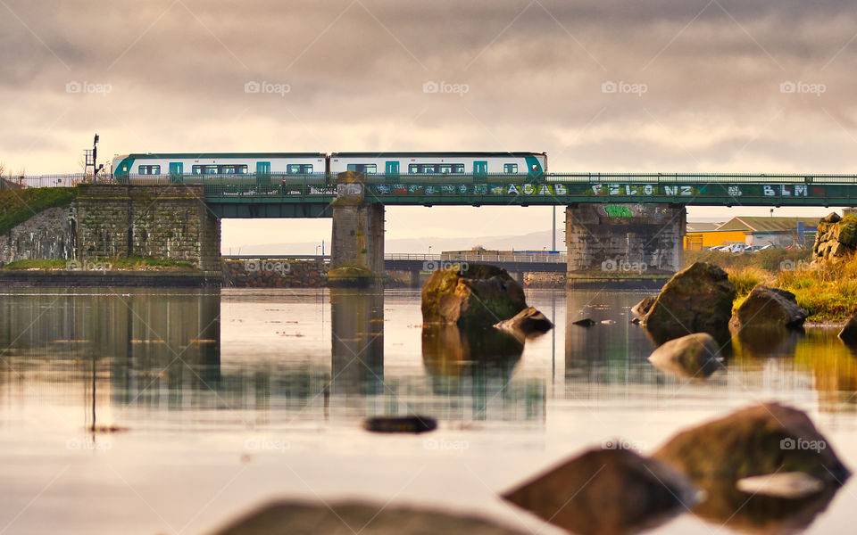 Train passing on the bridge