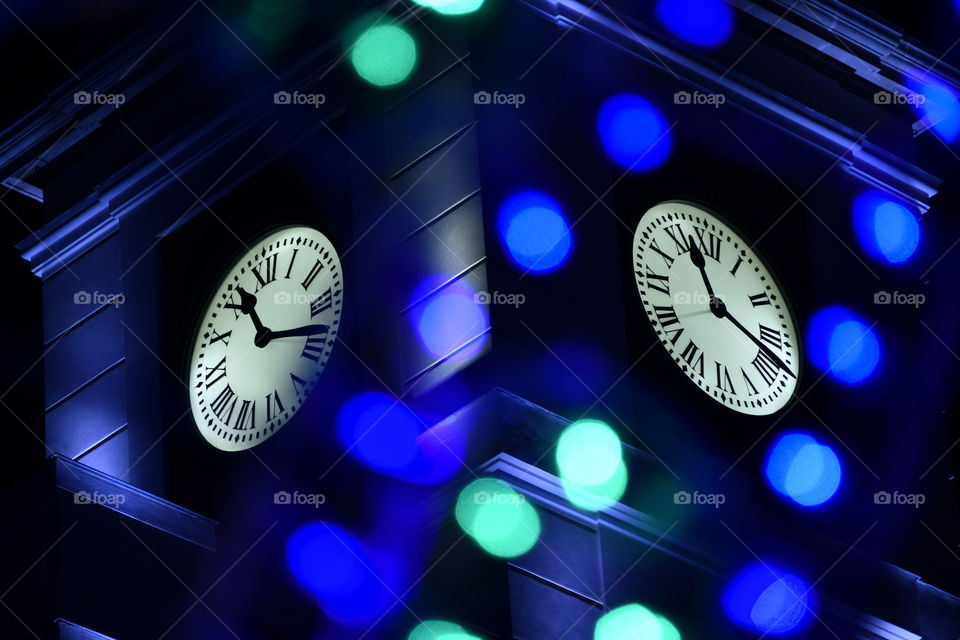 Reloj puerta del sol, luces de Navidad, Madrid. España-Puerta del Sol watch, Christmas lights, Madrid. Spain