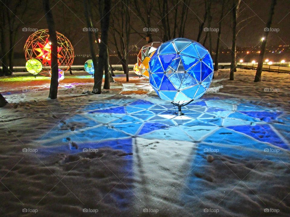 winter, decoration of the park with art objects