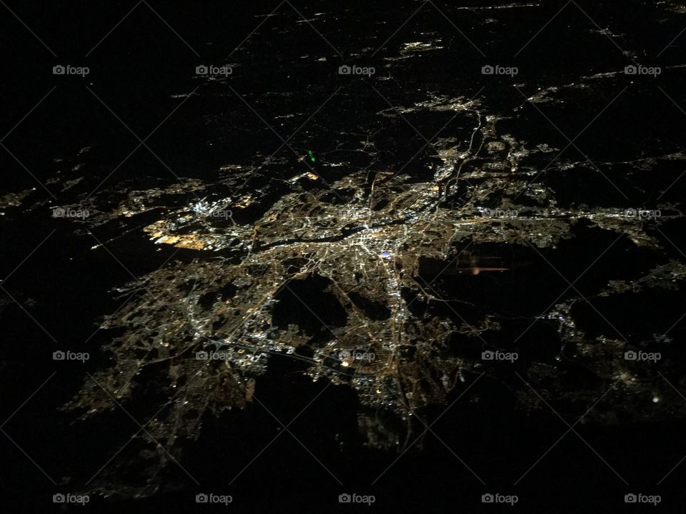 gothenburg, sweden, from above by night