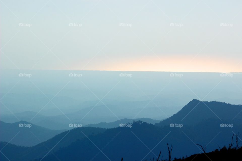 Horizon at distance. Beautiful hills at Coorg, India.