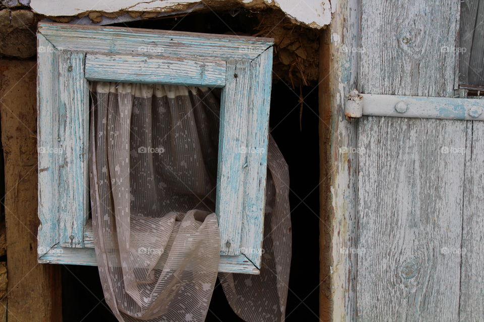 Abandoned old house window and door