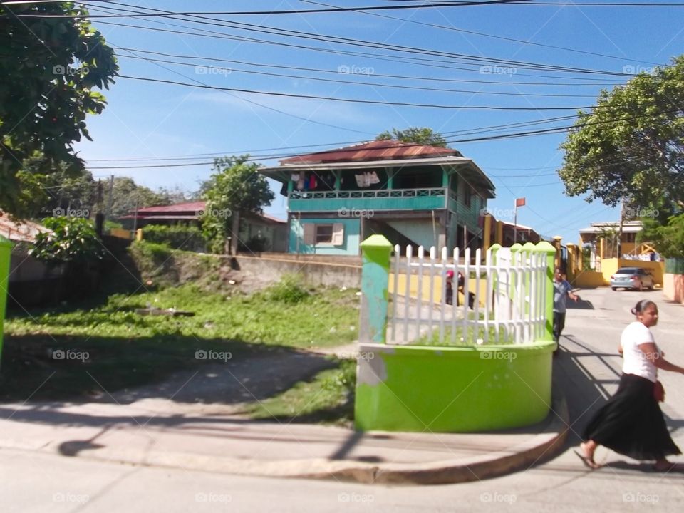 Photo from moving car traveling in Roatan, Honduras