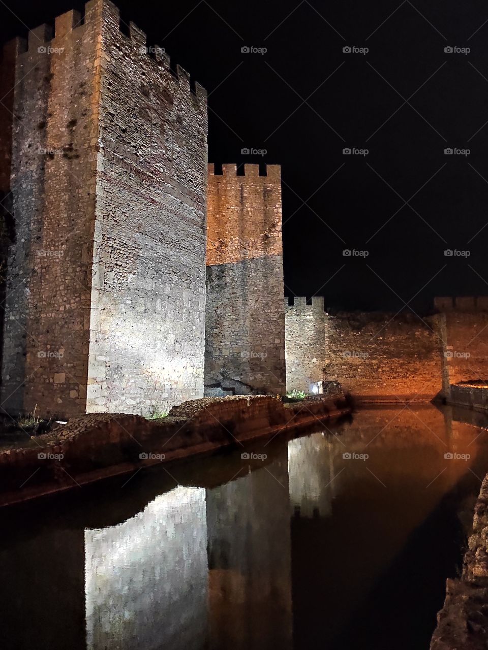 Smederevo Serbia by night moat which divides inner town in medieval fortress