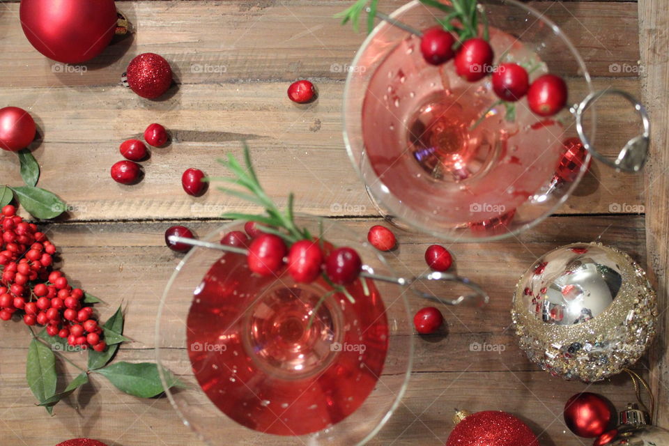 Holiday cranberry martini cocktails.