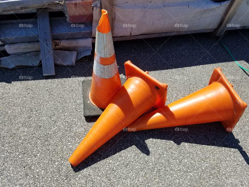 3 orange cones