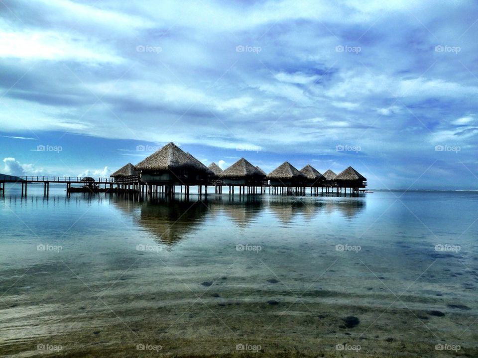 Overwater bungalows in Tahiti
