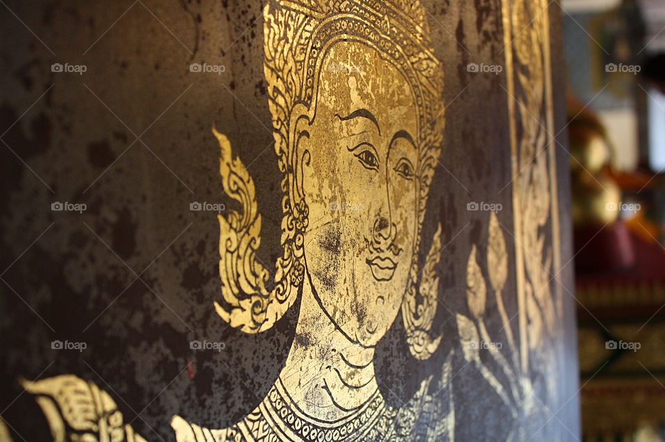 Thai art on Thai temple wall