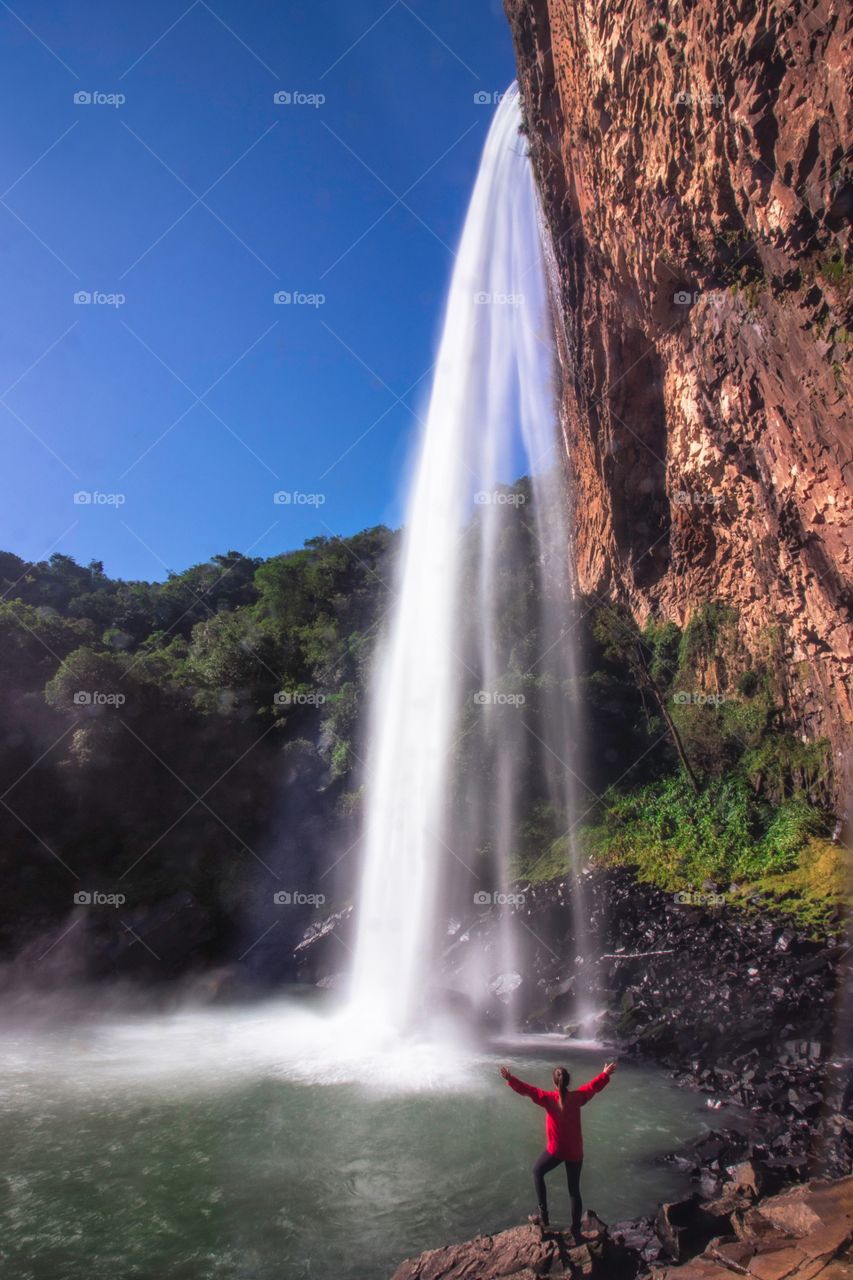 Appreciating the waterfall
