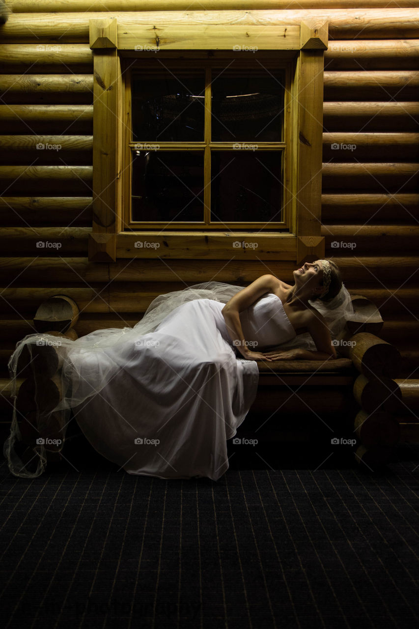 Bridal lying on wooden structure