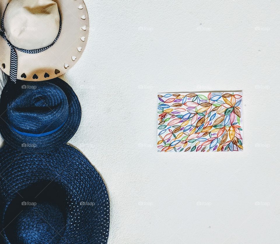 Hats following colorful leaves