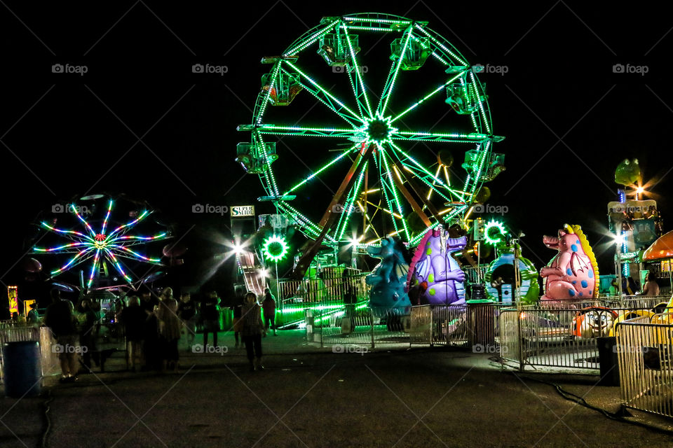 Fair, rides, amusement rides, lights