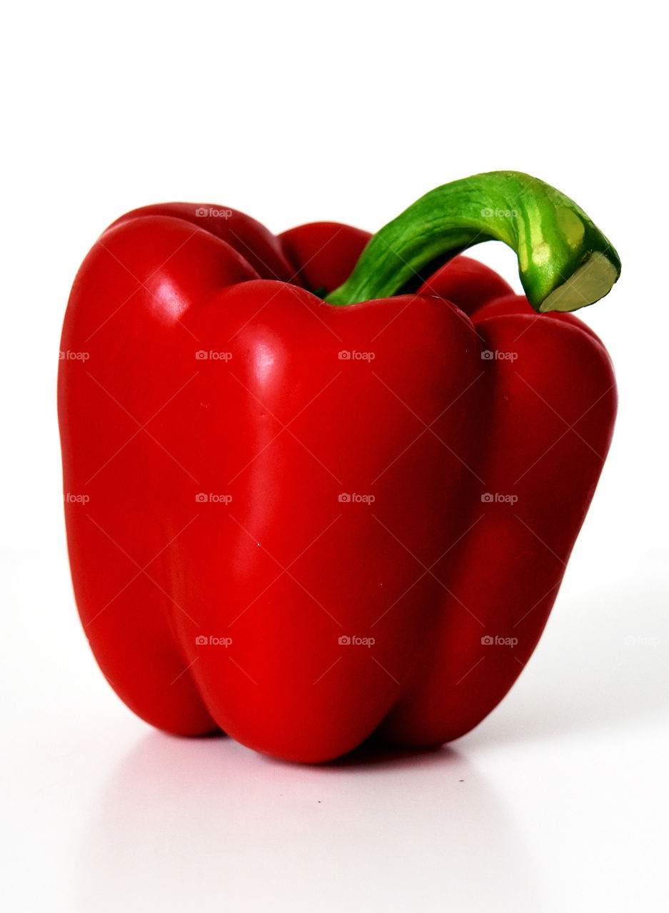 Red pepper, white background, bright colors