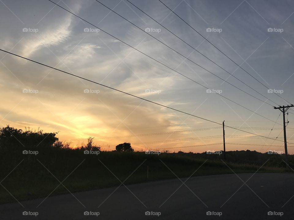 Sunset and power lines 