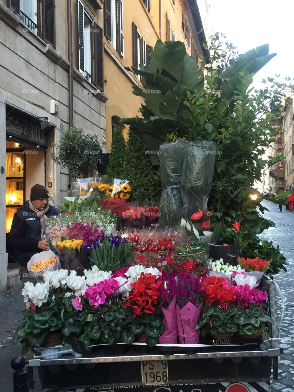 Flower vendor in Rome Italy 