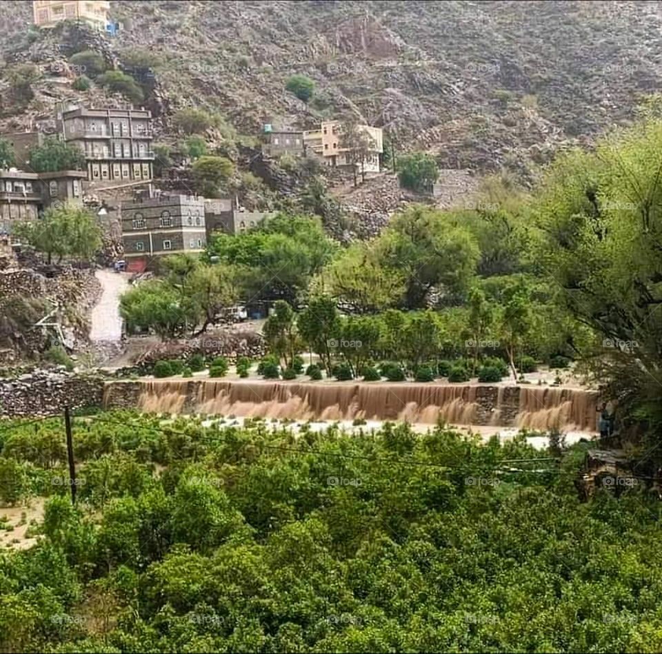 Glory be to God, the magnificent and picturesque view and the natural green trees are a view that is nothing more wonderful than it