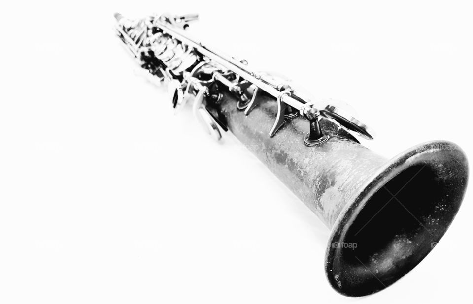 Soprano saxophone black and white