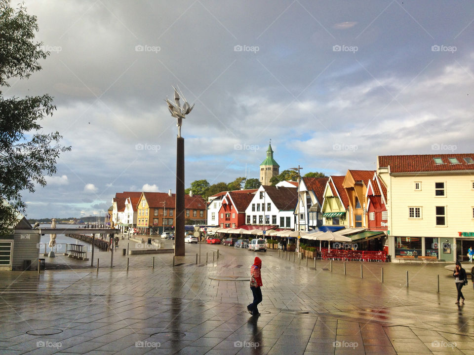 Stavanger, Norway. City center of Stavanger with old buildings. 