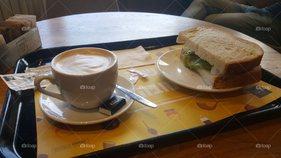 coffee with sandwich