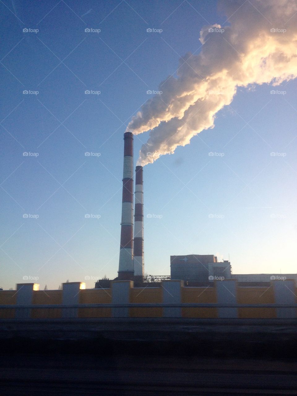 Chimneys of a work in the city 