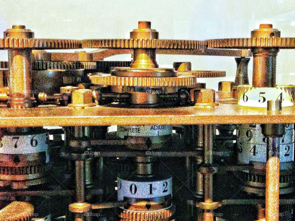 Retro steampunk original antique Charles Babbage Difference Engine