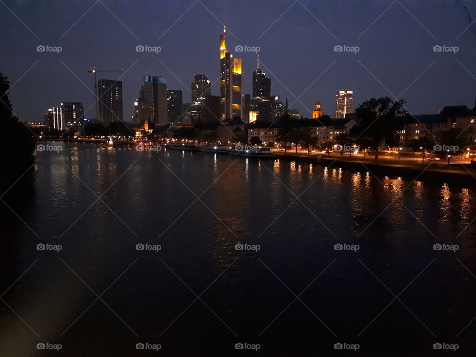 Blue hour Frankfurt - river Main