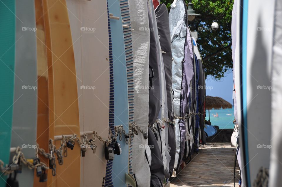Surf board lock up - Waikiki Beach