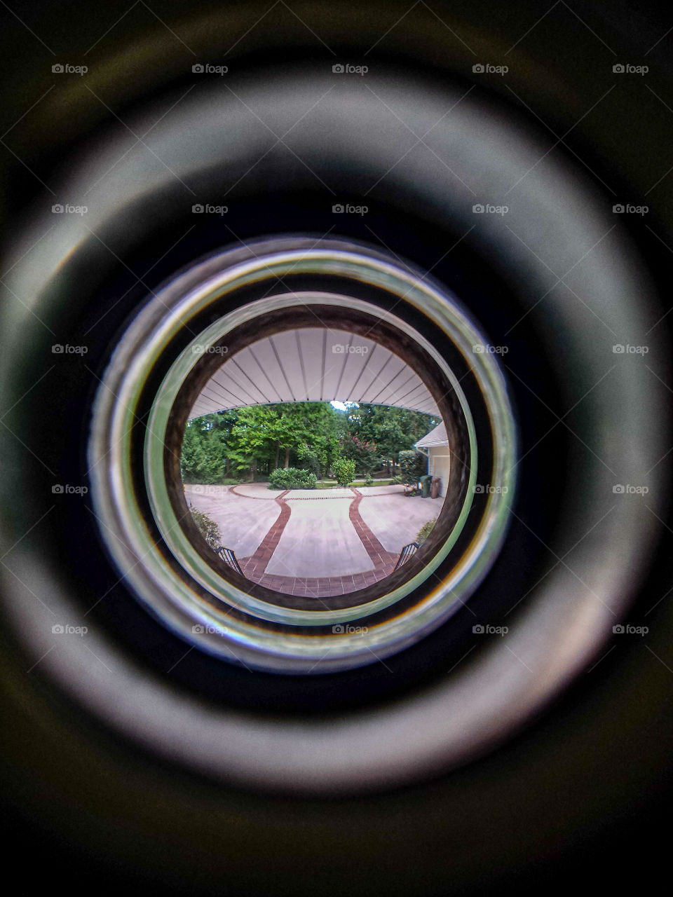 View through the peephole in my front door. 