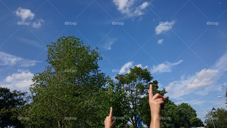 Pointing to the sky