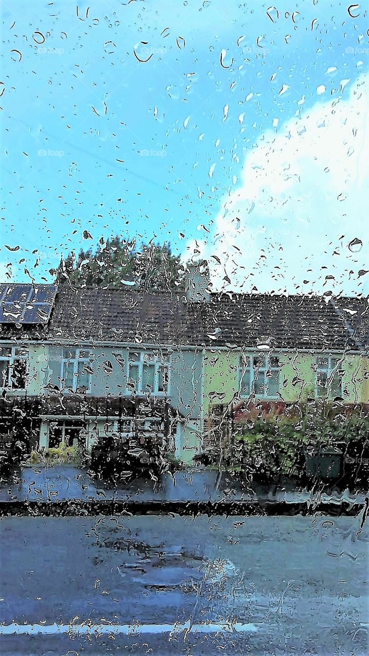 Raining - Side view inside car