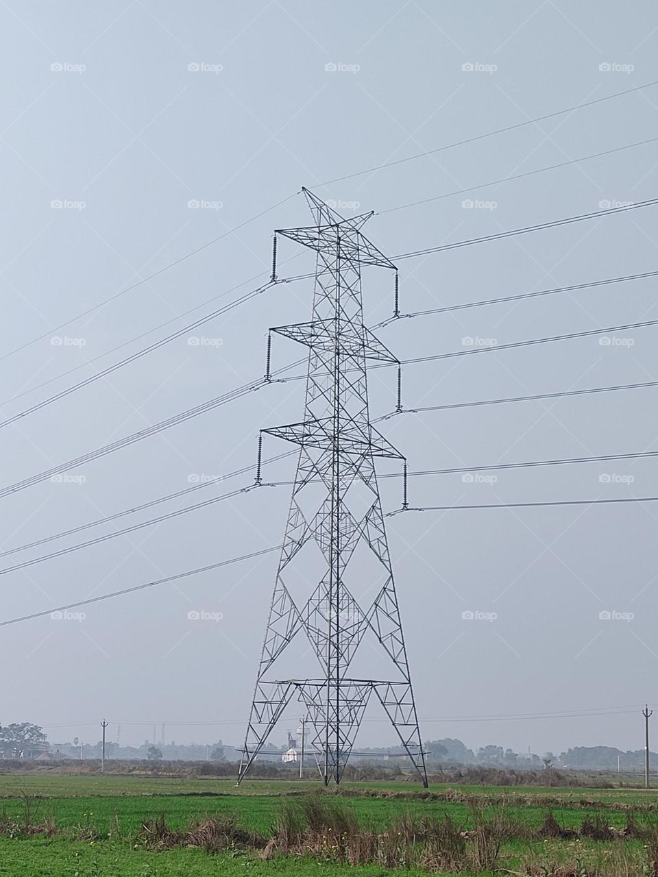 (Power⚡ Grid)HighTension electric wire passes over the fields.