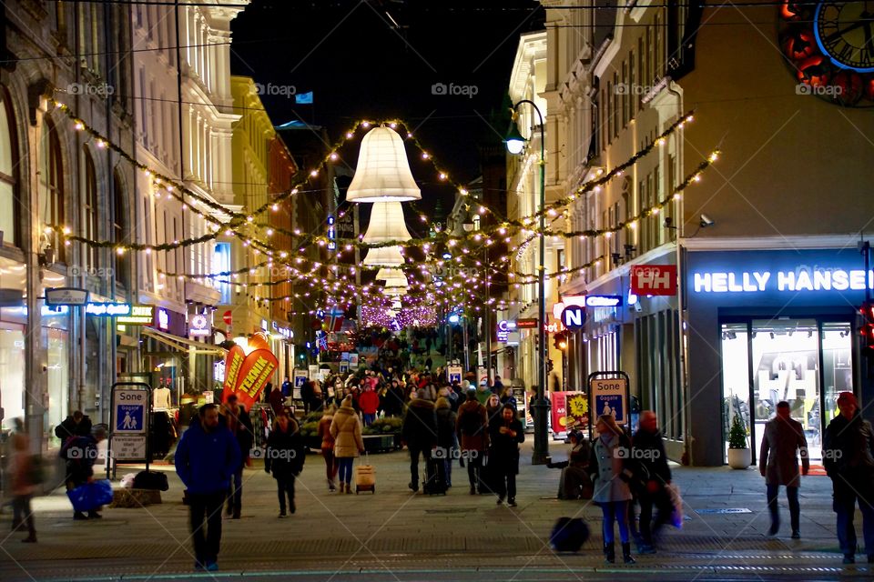 Destination Christmas - a beautifully decorated street in Oslo, Norway 