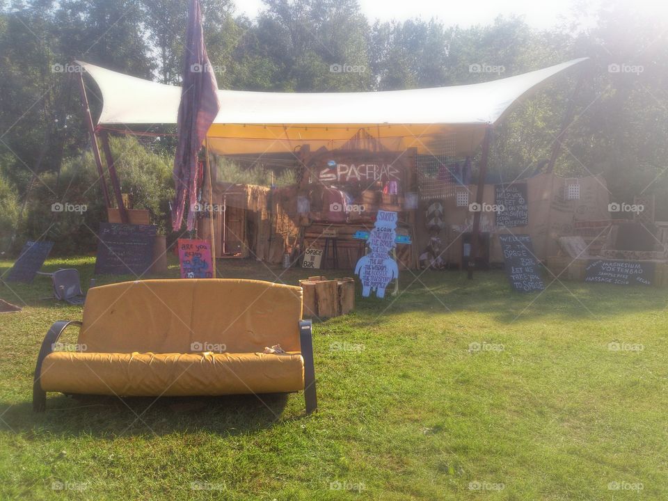 Couch on a festival. Relaxing at Mysteryland