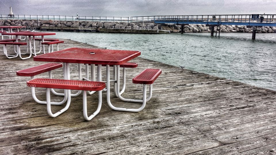 Picnic Tables by Lake