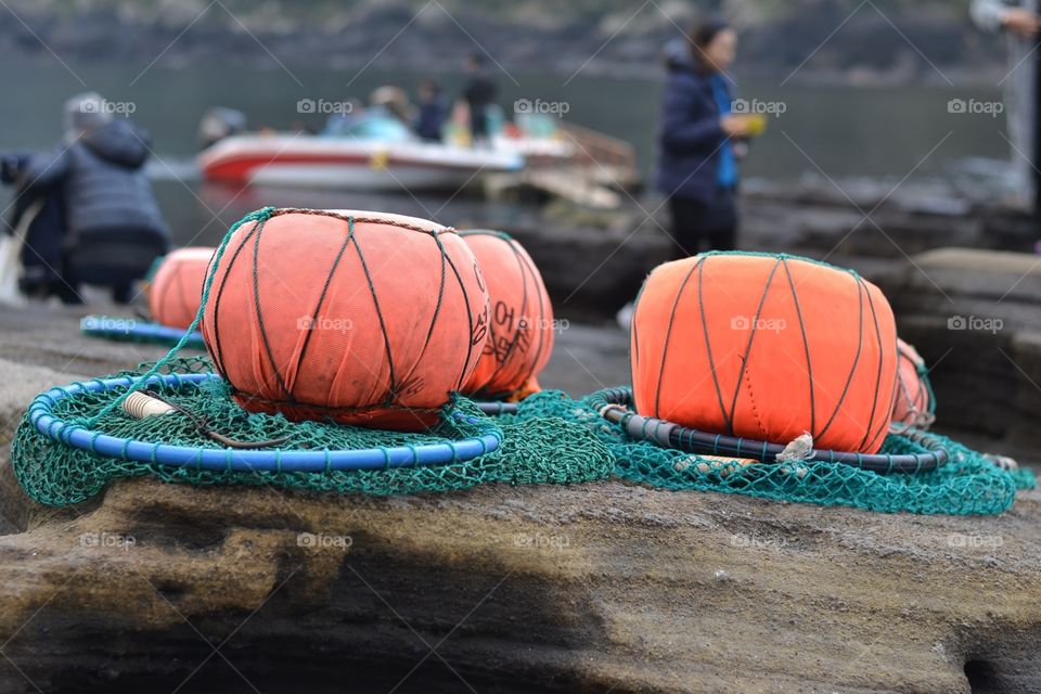 buoys used by women divers on Jeju island