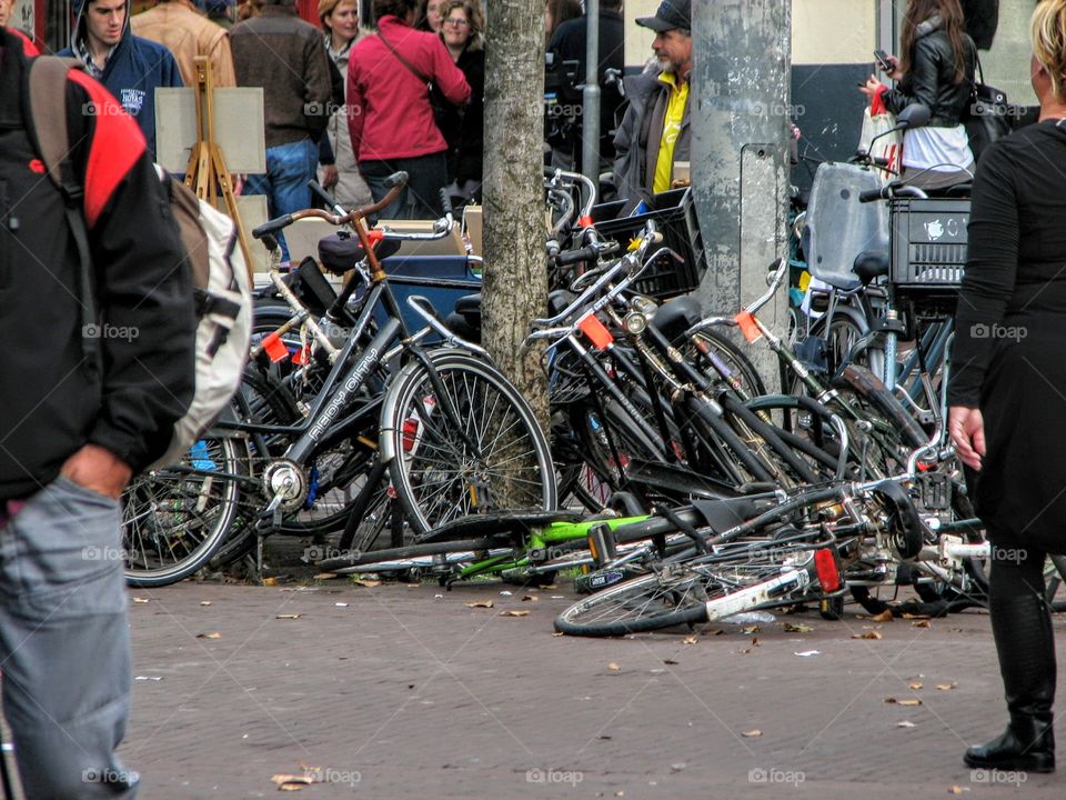 bicycles on the streets of Amsterdam