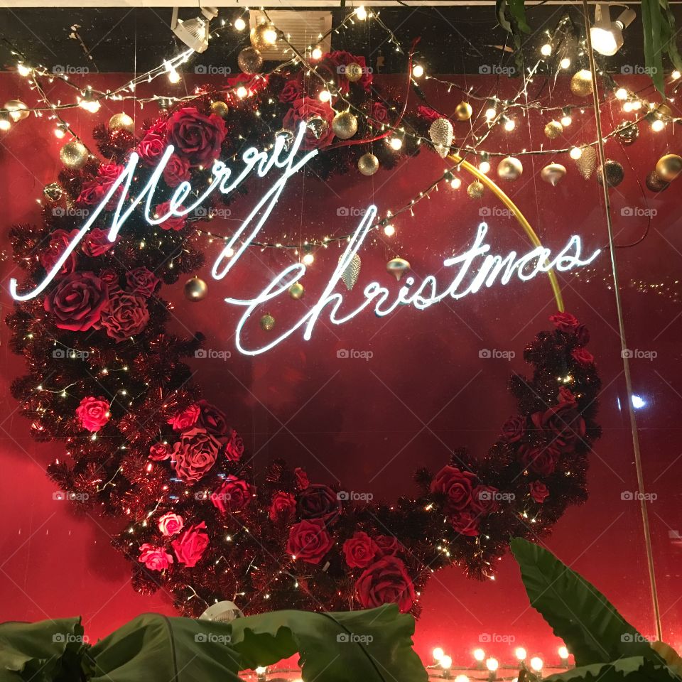 Merry Christmas window display at Central department store chidlom branch, center area of Bangkok Thailand 