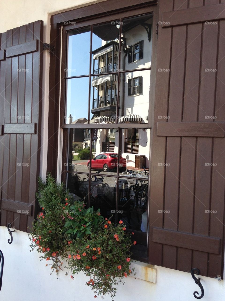 Shutters with street reflections