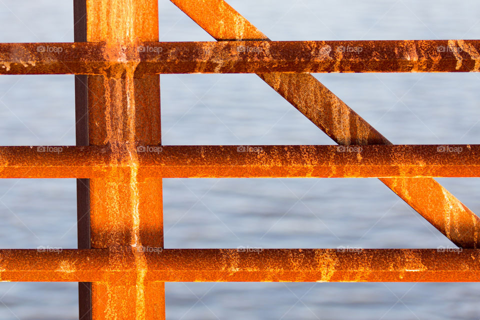Element of metal rusted bridge