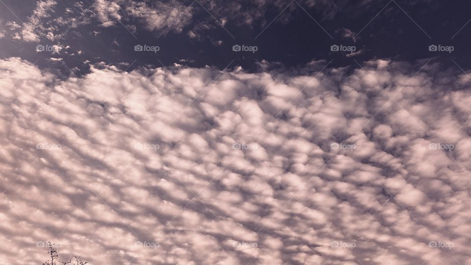 Huge Bubbly Cloud Mass Front Moving From the North. Mass of Nobby Puffs of Clouds