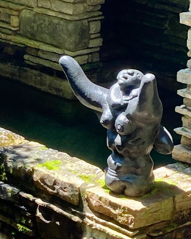 Sculpture titled Mother and Child by Jacques Lipchitz, bronze, completed in 1941, and located at the Frank Lloyd Wright designed home Falling Water, Mill Run, Pennsylvania