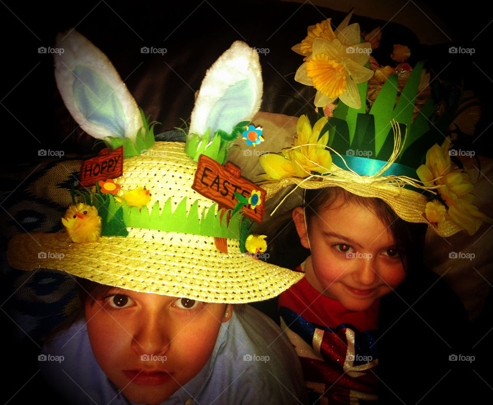 Kids in Easter bonnets
