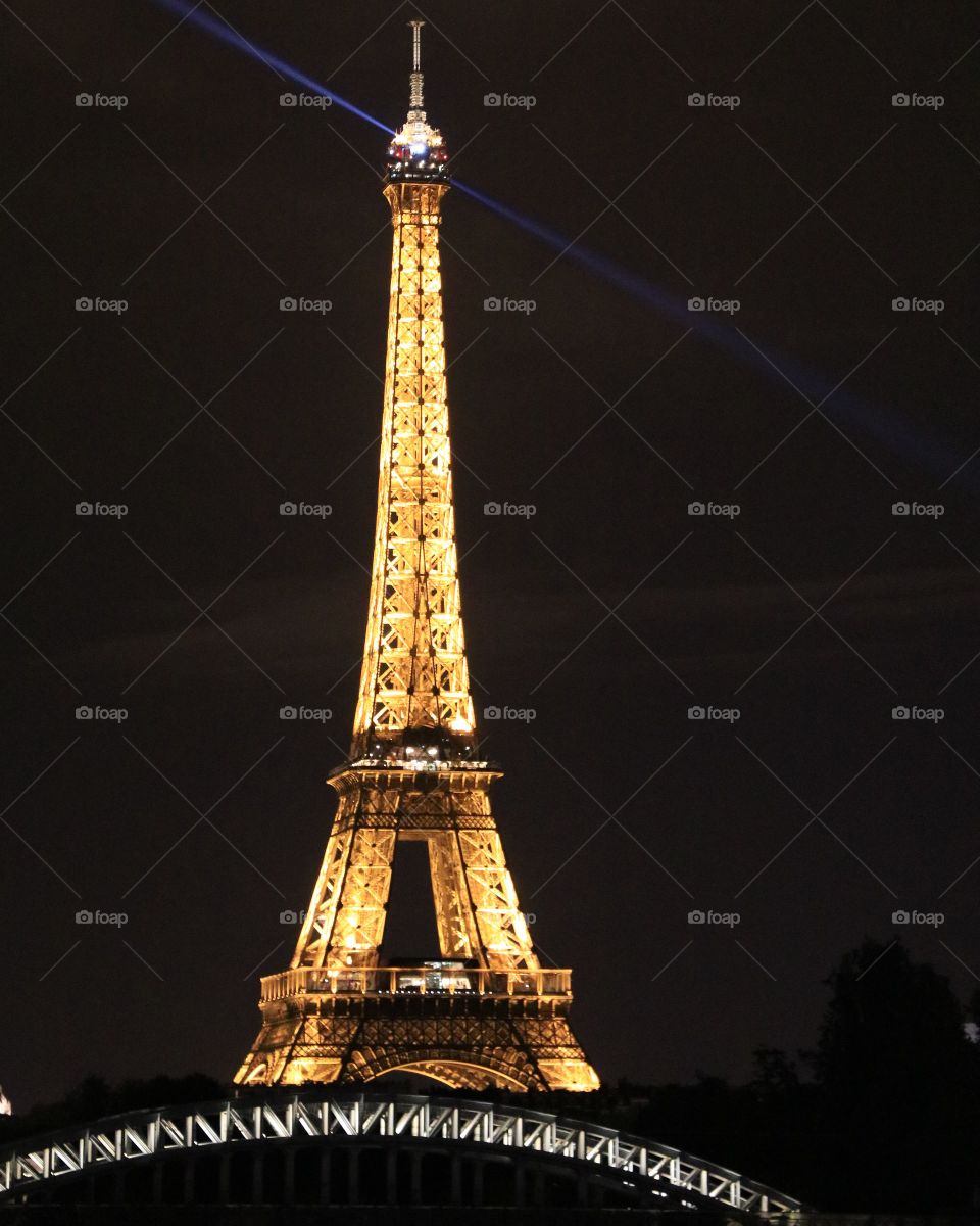 The illuminated Eiffel tower, Paris, France