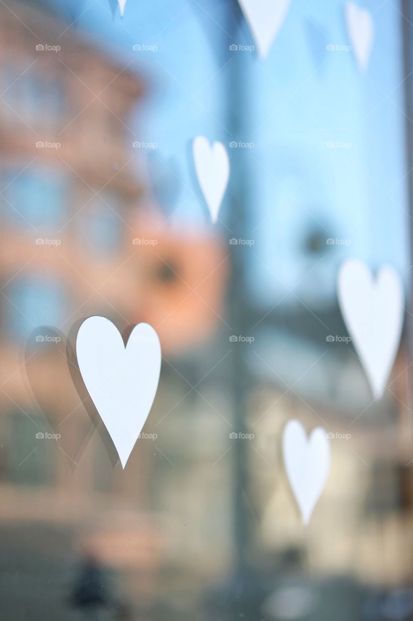Hearts on the shop window 