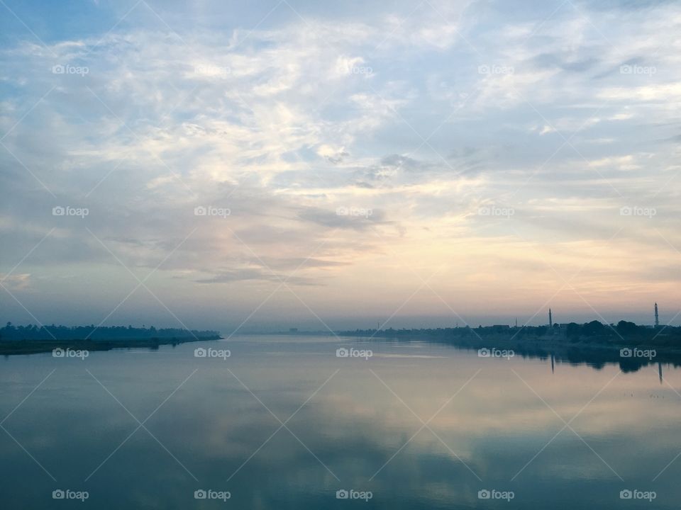 Sunset on Nile River in Luxor, Egypt 