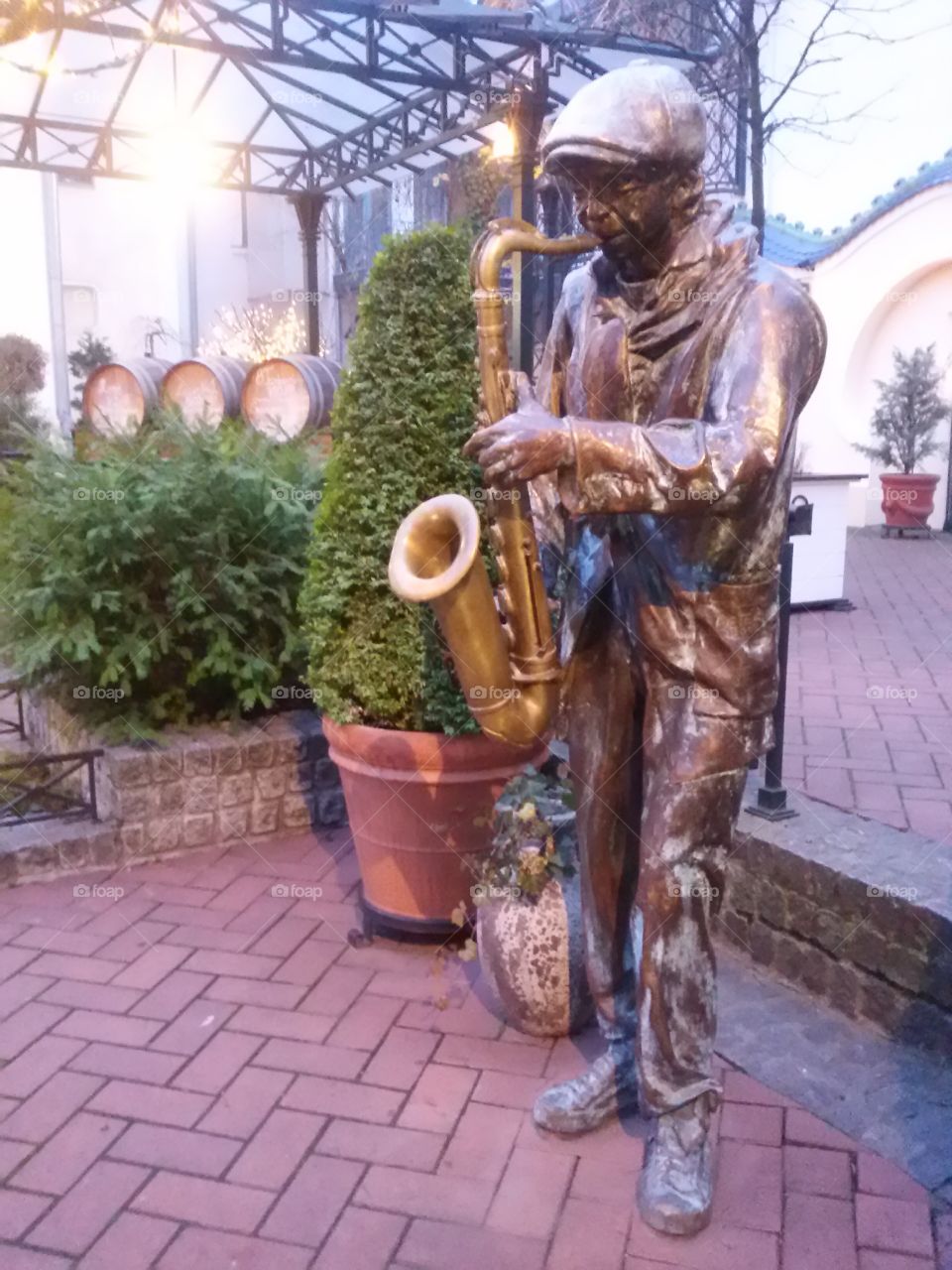 old iron musician in the city